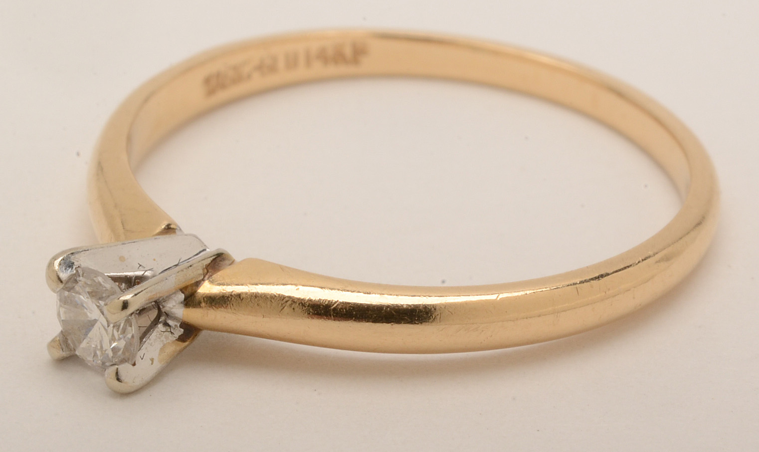 14K Magic Glo Gold and Diamond Solitaire Ring