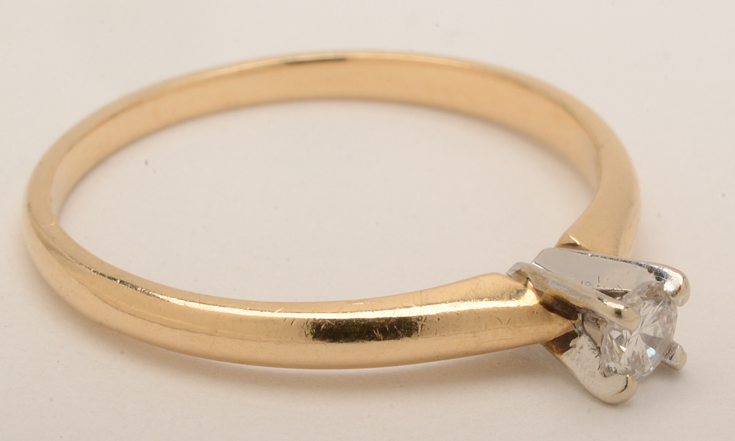 14K Magic Glo Gold and Diamond Solitaire Ring