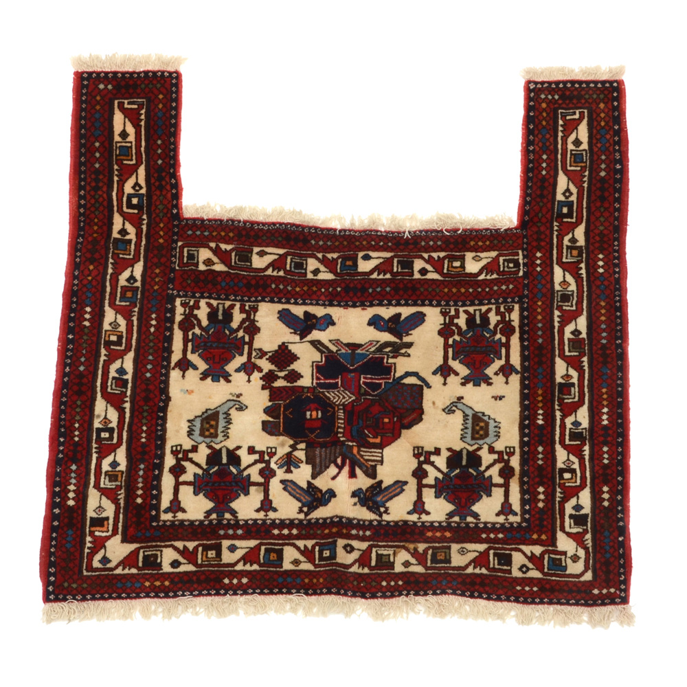 Persian Hand-Knotted Qashqai Tent Wall-Hanging Rug