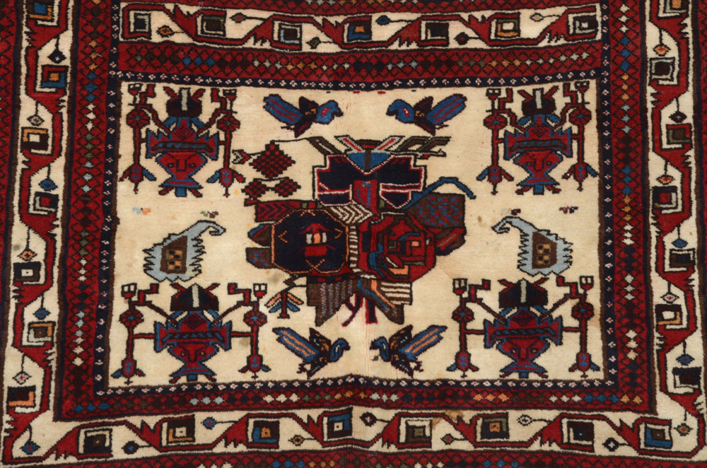 Persian Hand-Knotted Qashqai Tent Wall-Hanging Rug