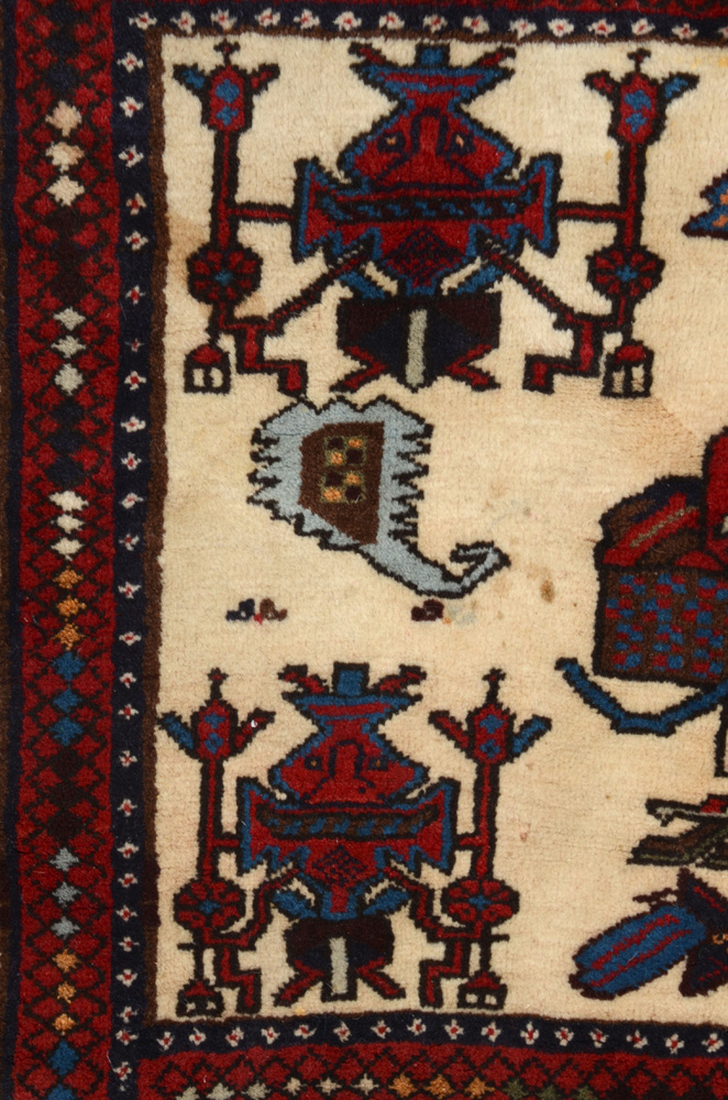 Persian Hand-Knotted Qashqai Tent Wall-Hanging Rug