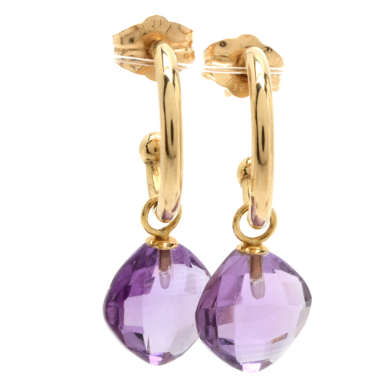 14K Yellow Gold Amethyst Earrings