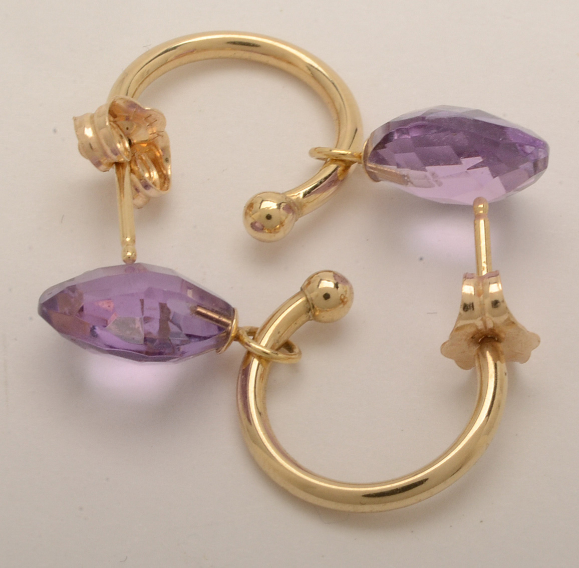 14K Yellow Gold Amethyst Earrings