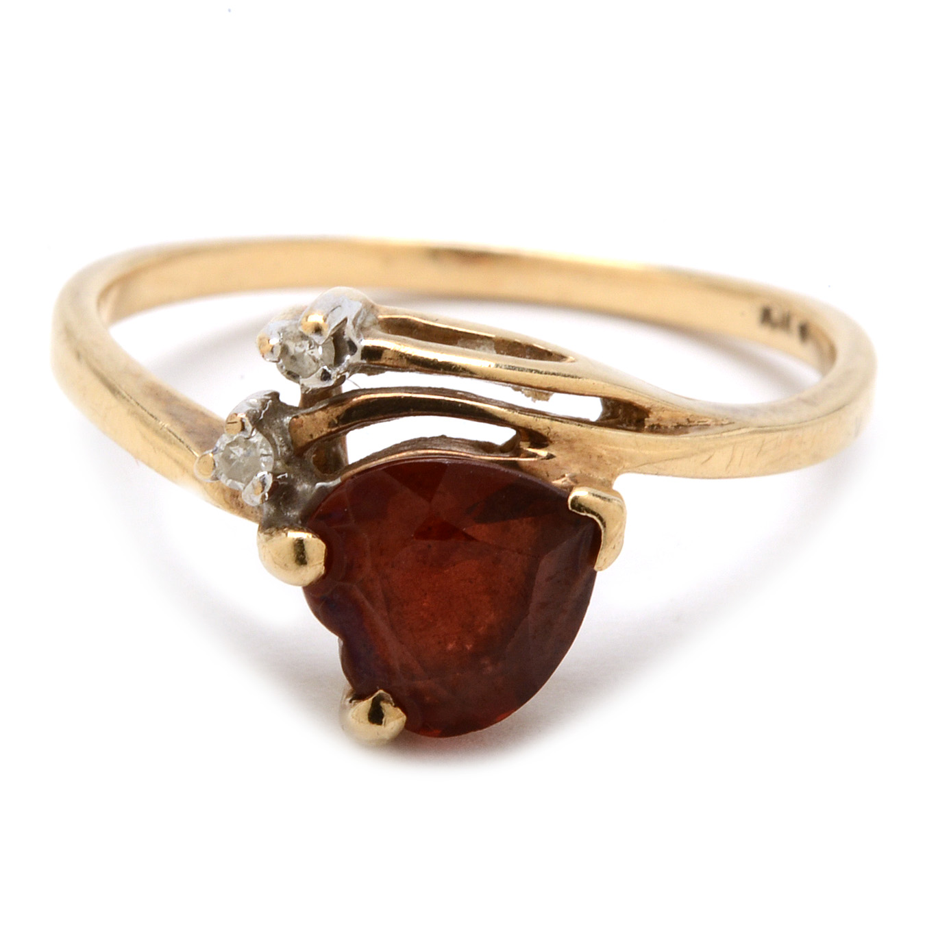 10K Yellow Gold Garnet and Diamond Ring