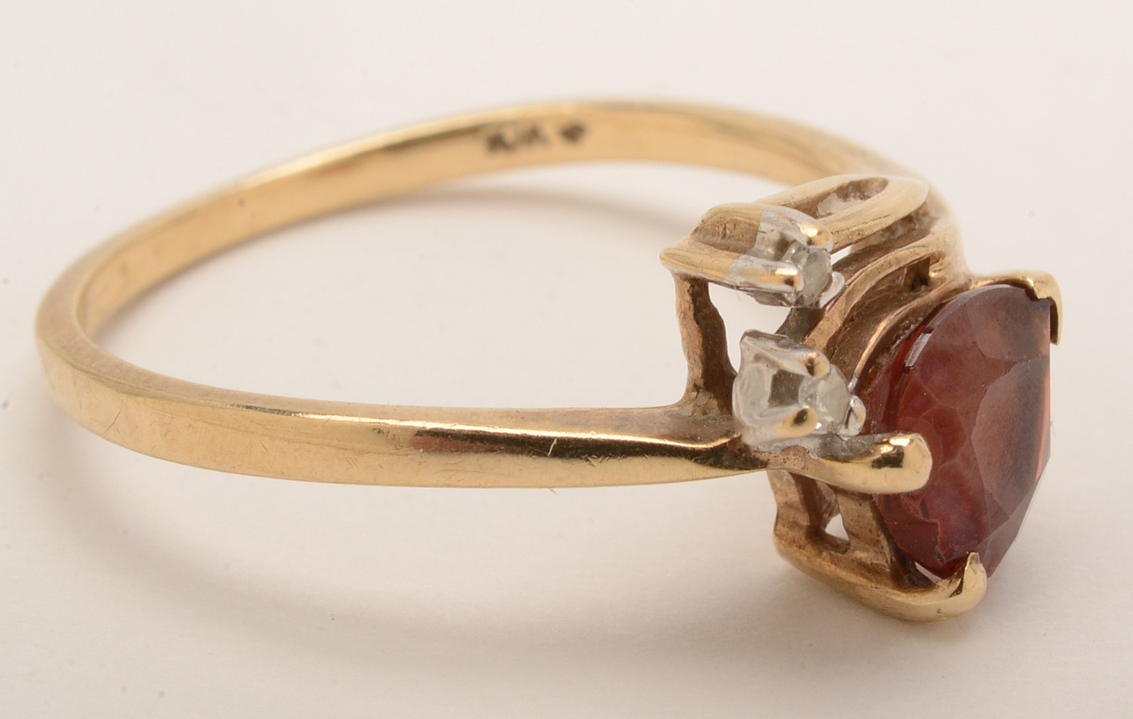 10K Yellow Gold Garnet and Diamond Ring