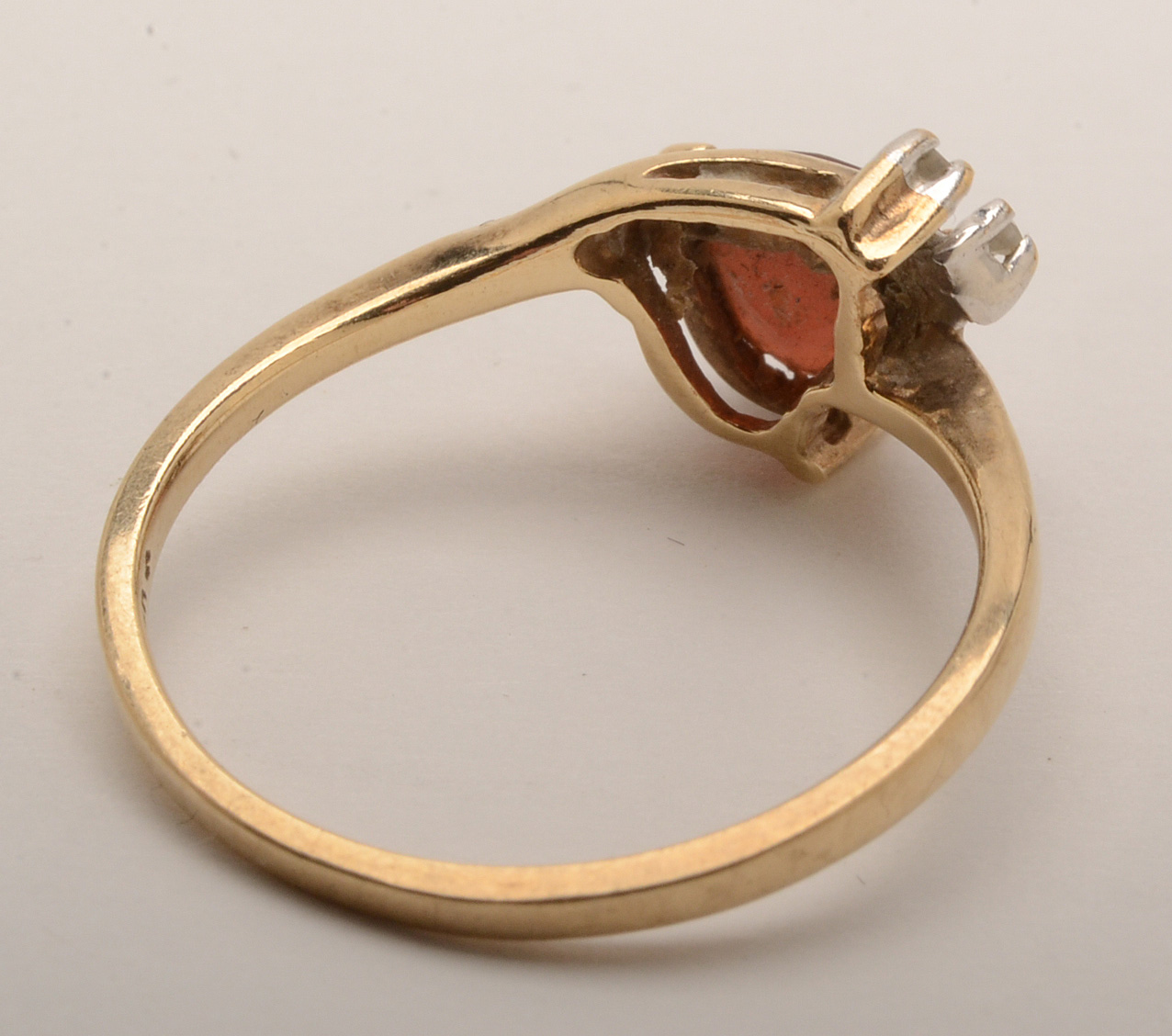 10K Yellow Gold Garnet and Diamond Ring