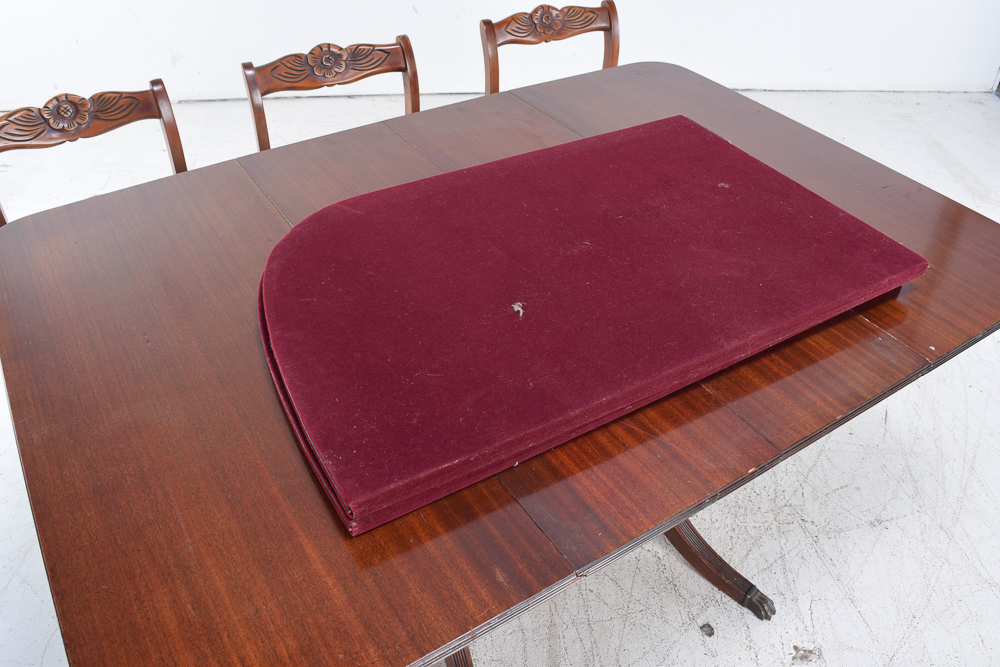 Duncan Phyfe Style Mahogany Dining Table and Six Chairs