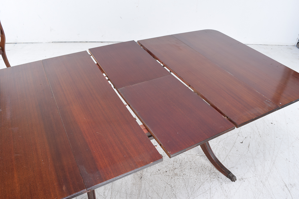 Duncan Phyfe Style Mahogany Dining Table and Six Chairs