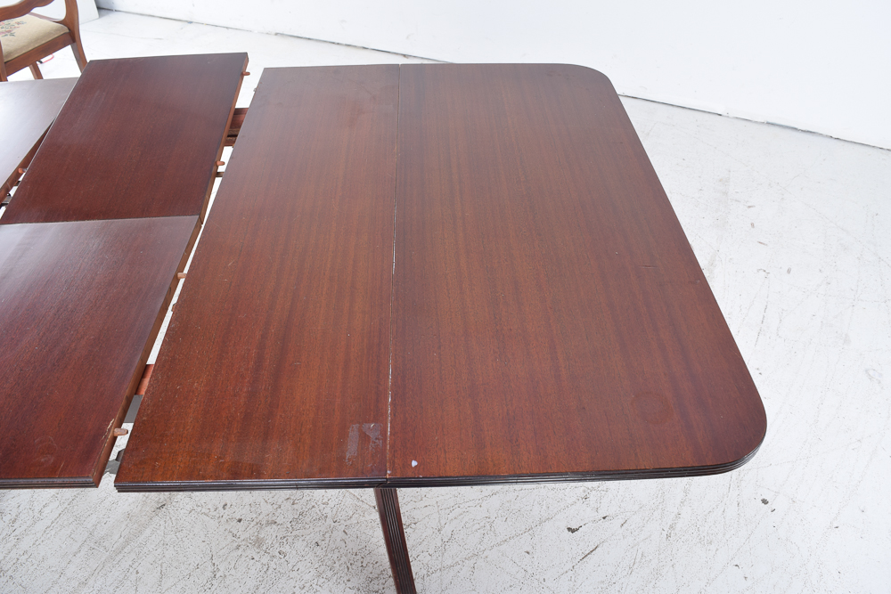 Duncan Phyfe Style Mahogany Dining Table and Six Chairs