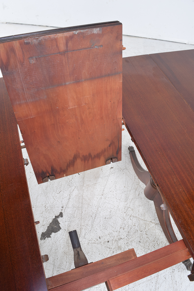 Duncan Phyfe Style Mahogany Dining Table and Six Chairs