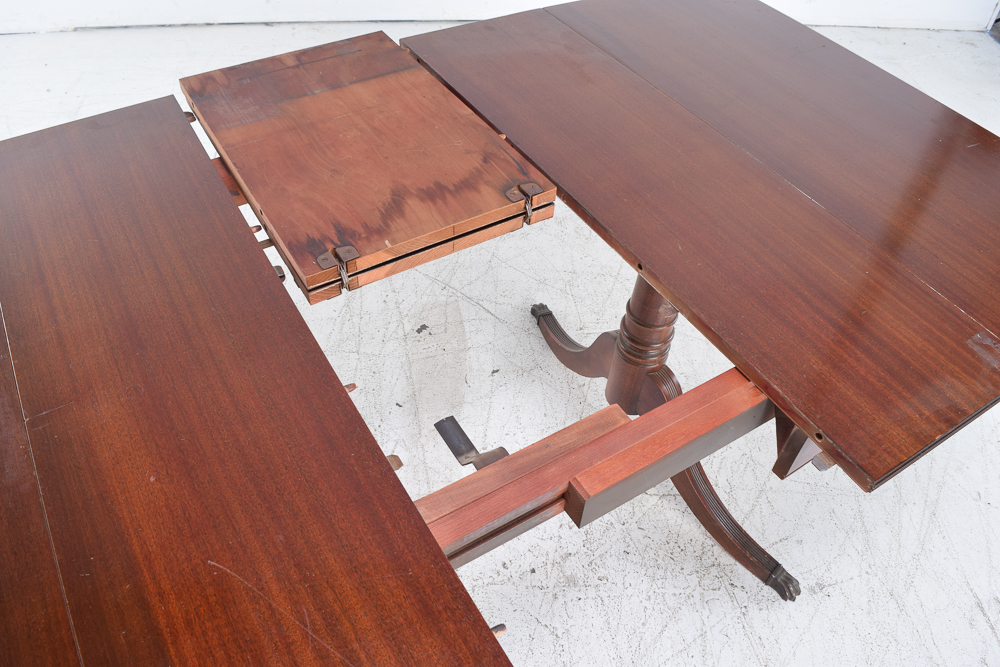 Duncan Phyfe Style Mahogany Dining Table and Six Chairs