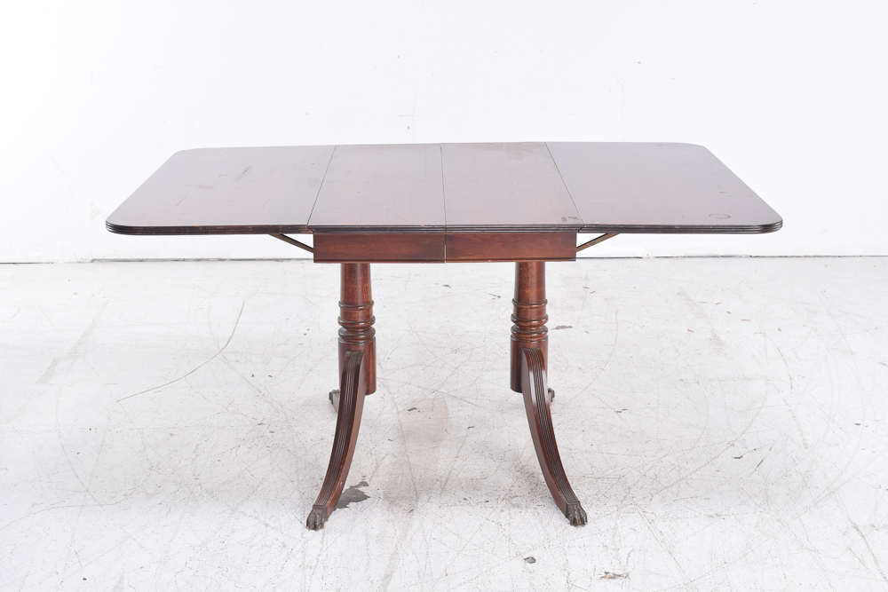 Duncan Phyfe Style Mahogany Dining Table and Six Chairs