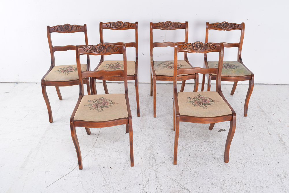 Duncan Phyfe Style Mahogany Dining Table and Six Chairs