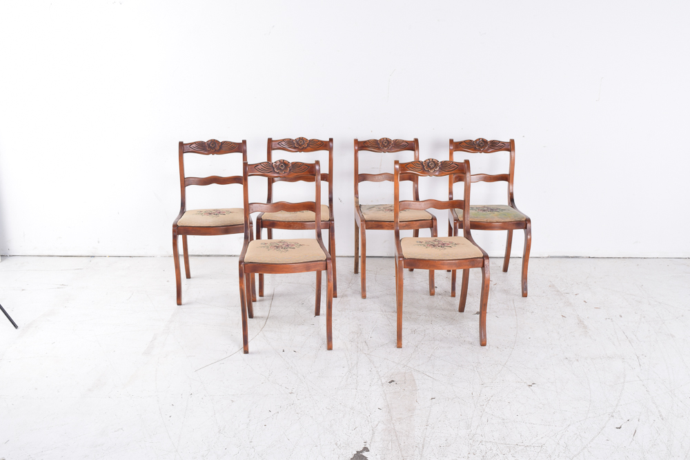 Duncan Phyfe Style Mahogany Dining Table and Six Chairs