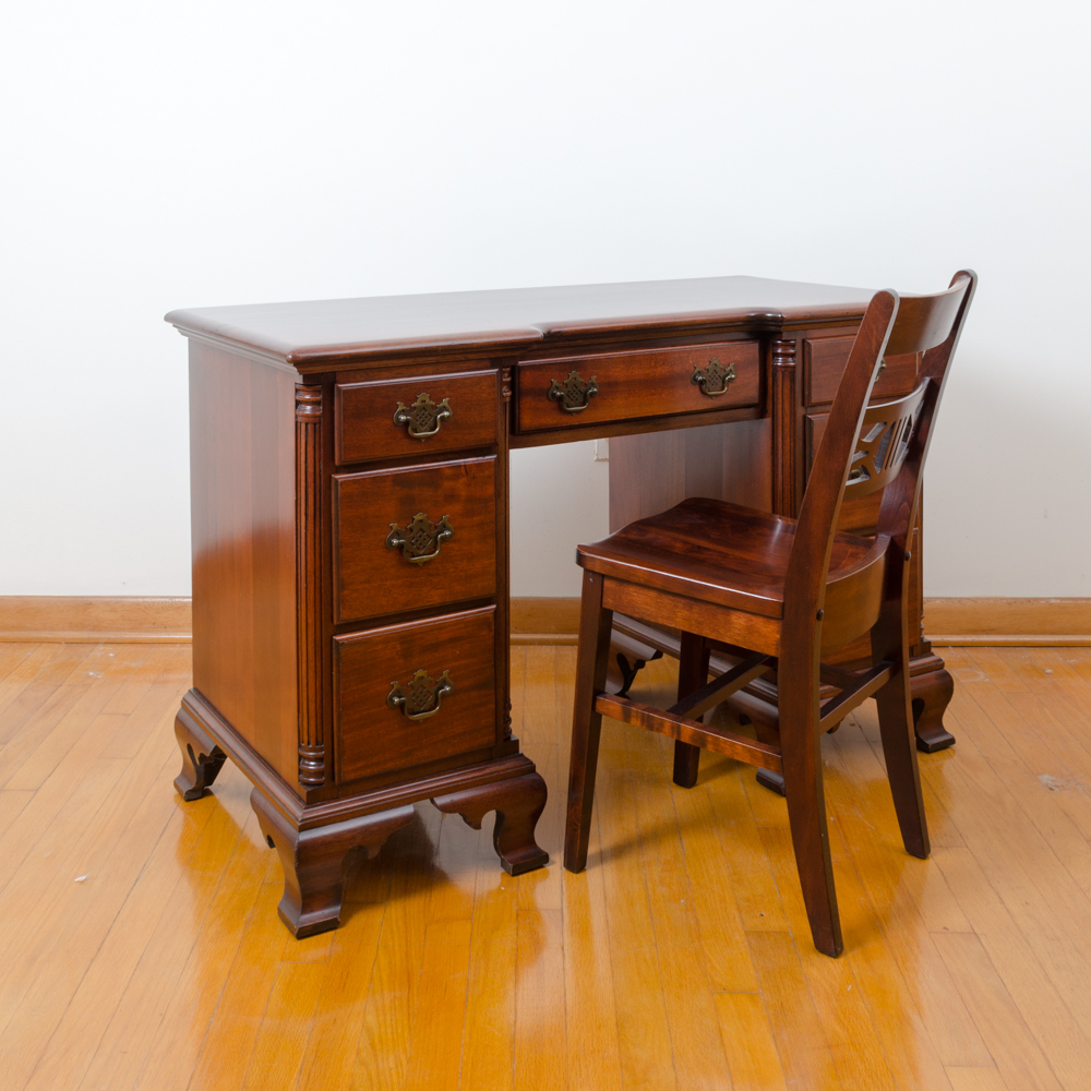 Chippendale Style Mahogany Desk and Chair
