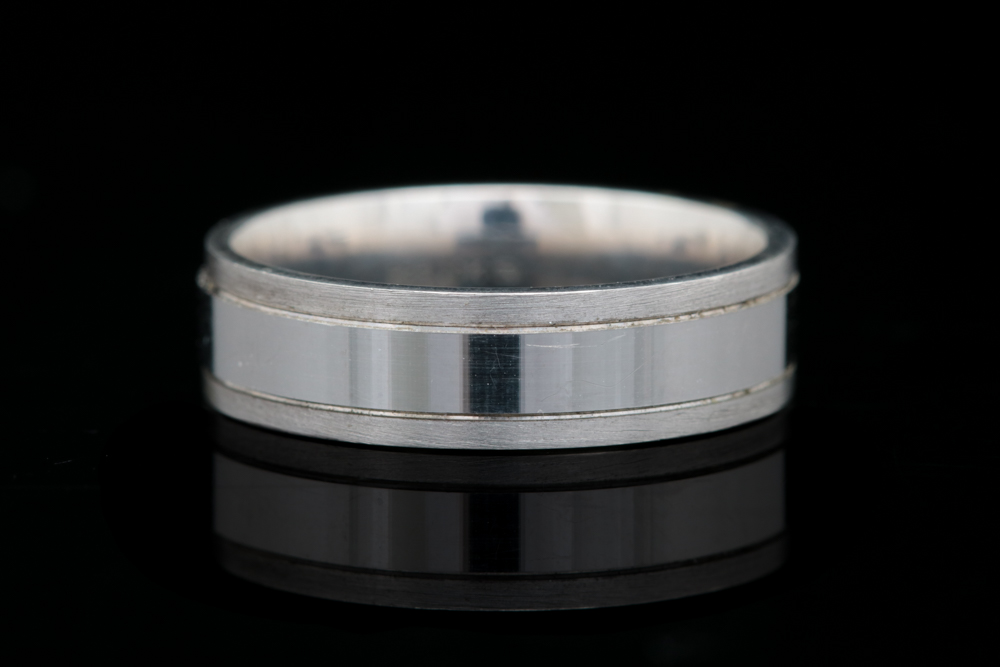 Sterling Silver and 10K White Gold Wedding Band