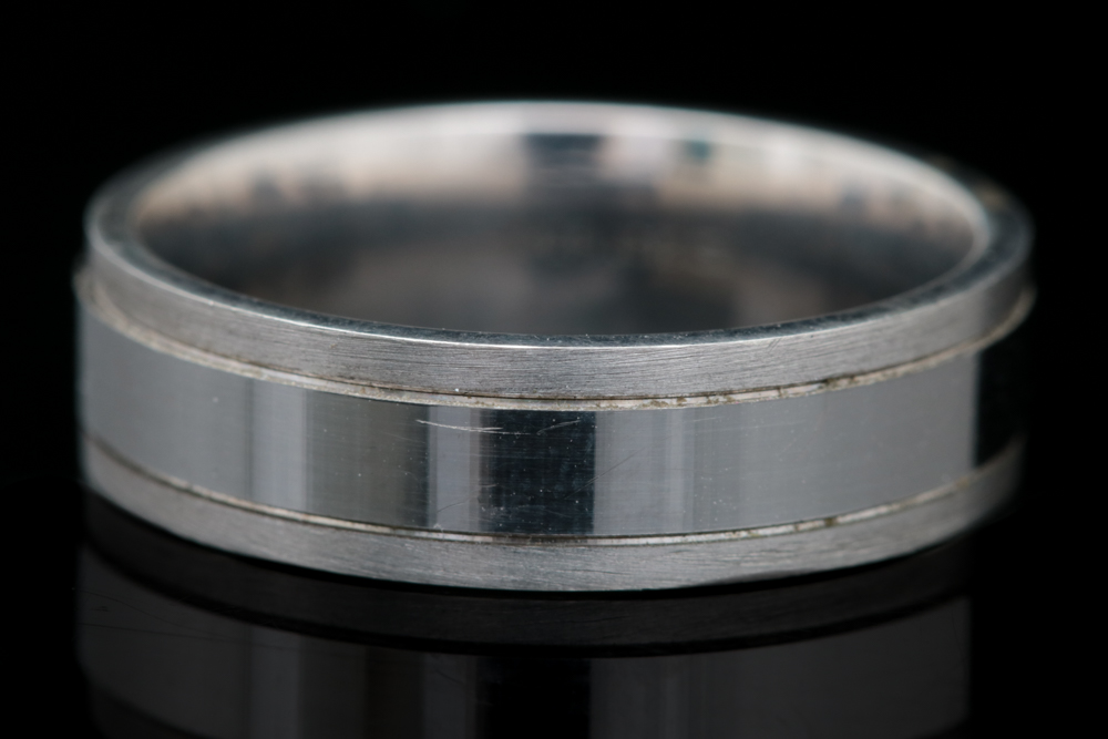 Sterling Silver and 10K White Gold Wedding Band