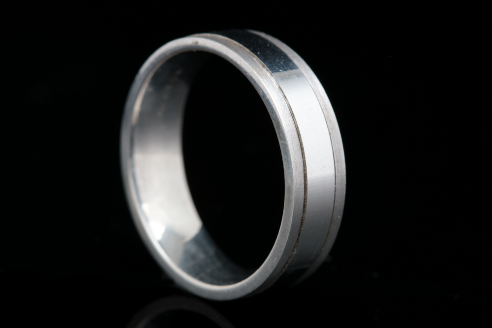 Sterling Silver and 10K White Gold Wedding Band