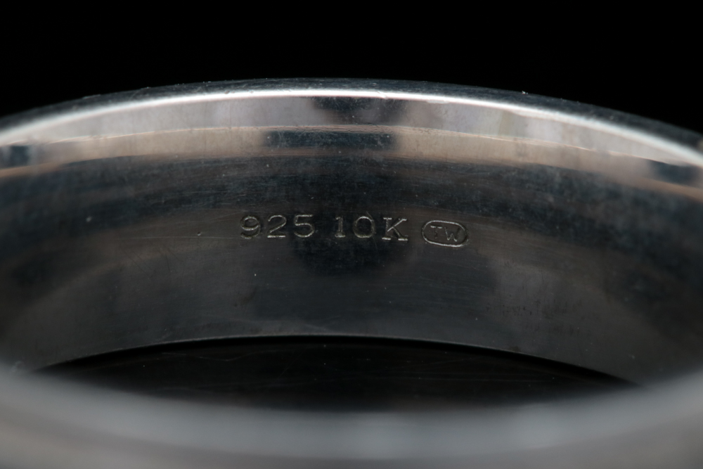 Sterling Silver and 10K White Gold Wedding Band