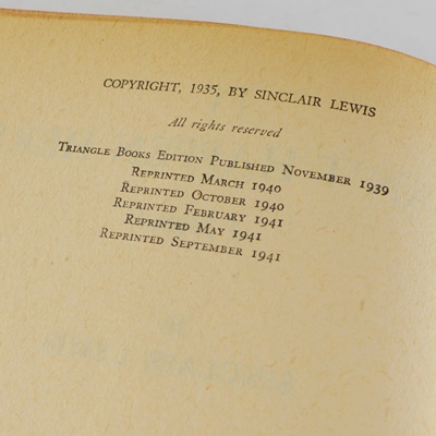 Sinclair Lewis "It Can't Happen Here" Hardcover Book