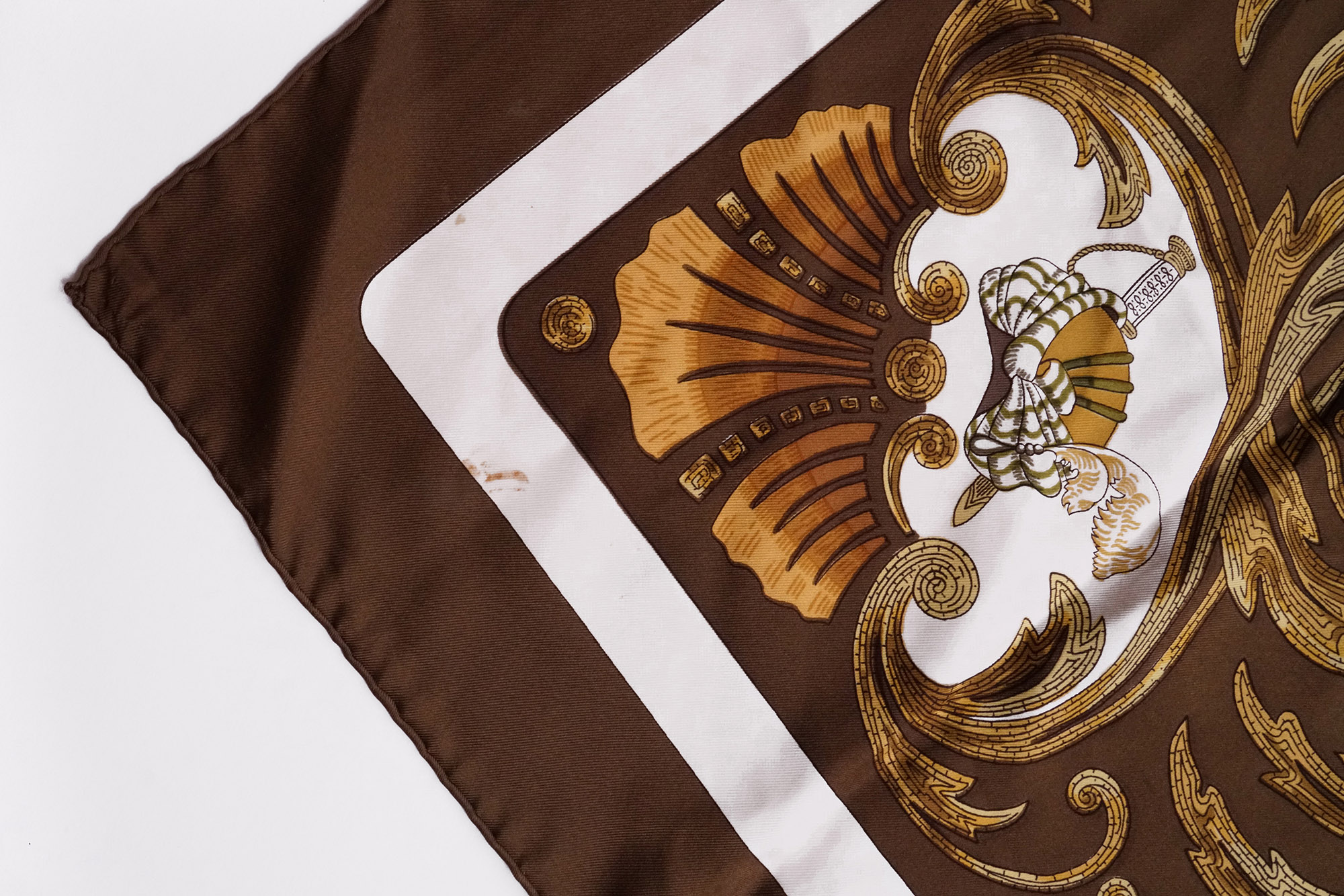 Hermes Cheval Turc Brown Silk Twill Scarf