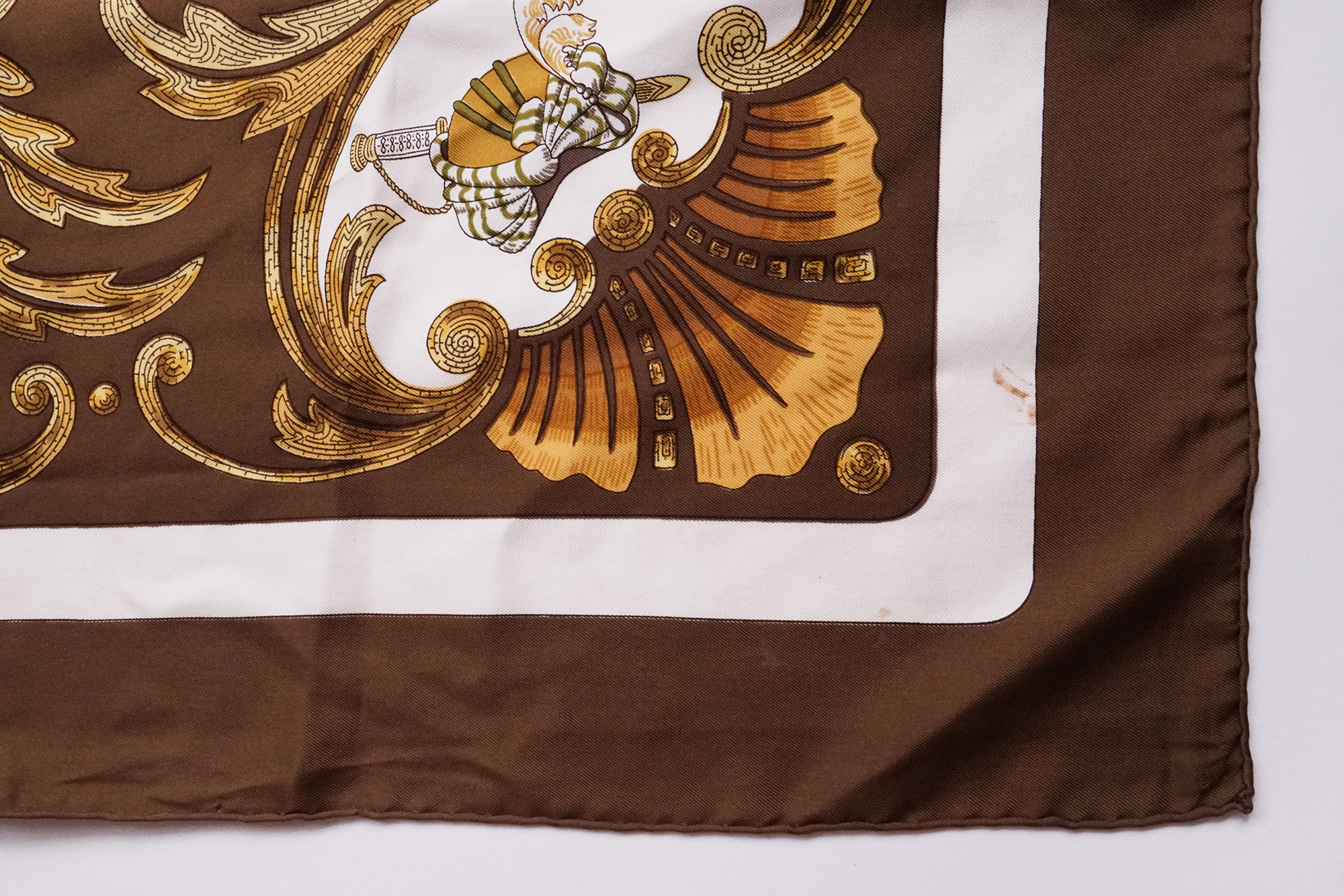 Hermes Cheval Turc Brown Silk Twill Scarf