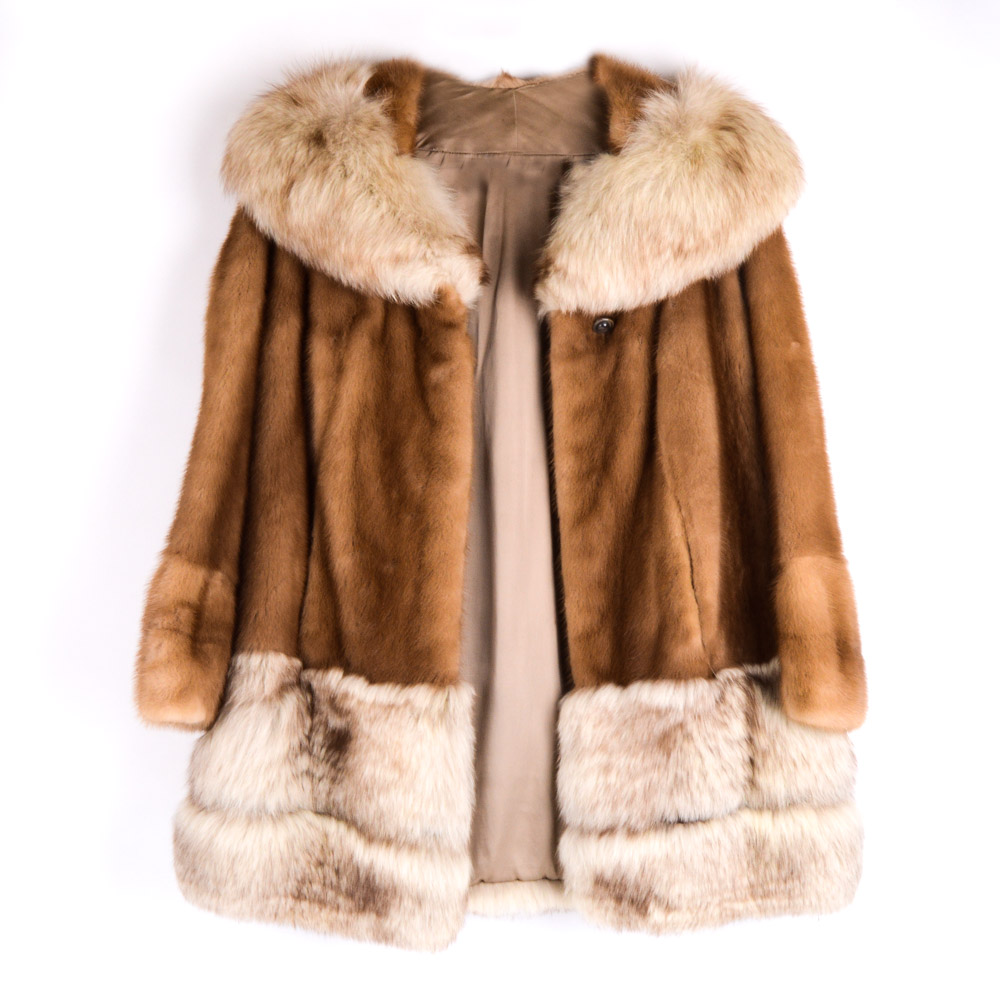 Vintage Mink and Fox Fur Coat