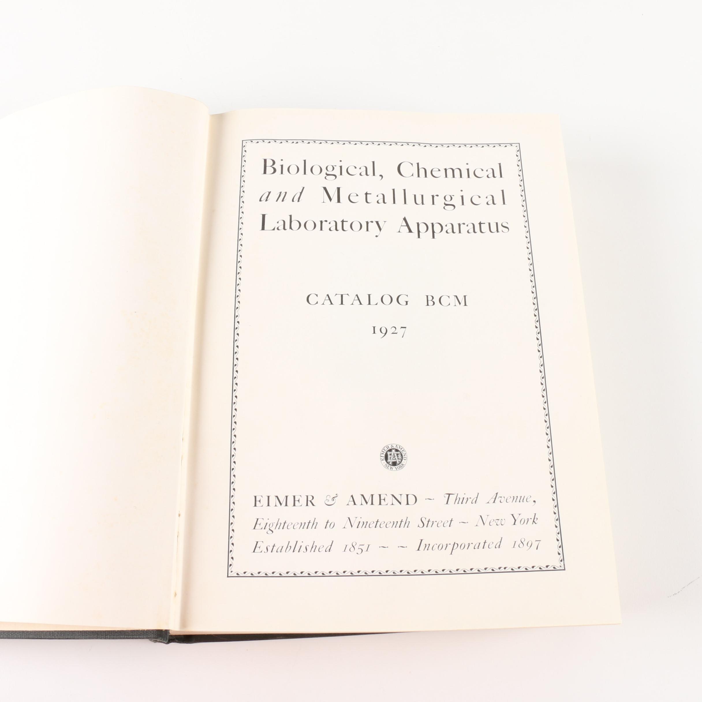 1927 Elmer & Amend "Biological, Chemical and Metallurgical Apparatus Catalog"