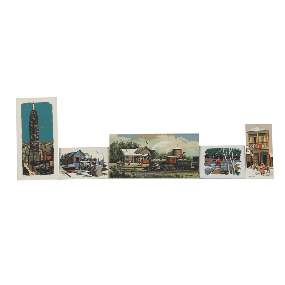 Assortment of Mark Coomer Serigraph on Board of Miscellaneous Scenes