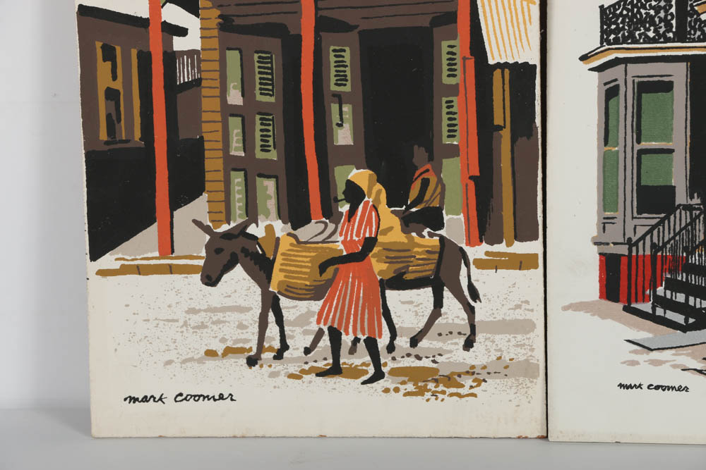 Assortment of Mark Coomer Serigraph on Board of Architectural Landscapes