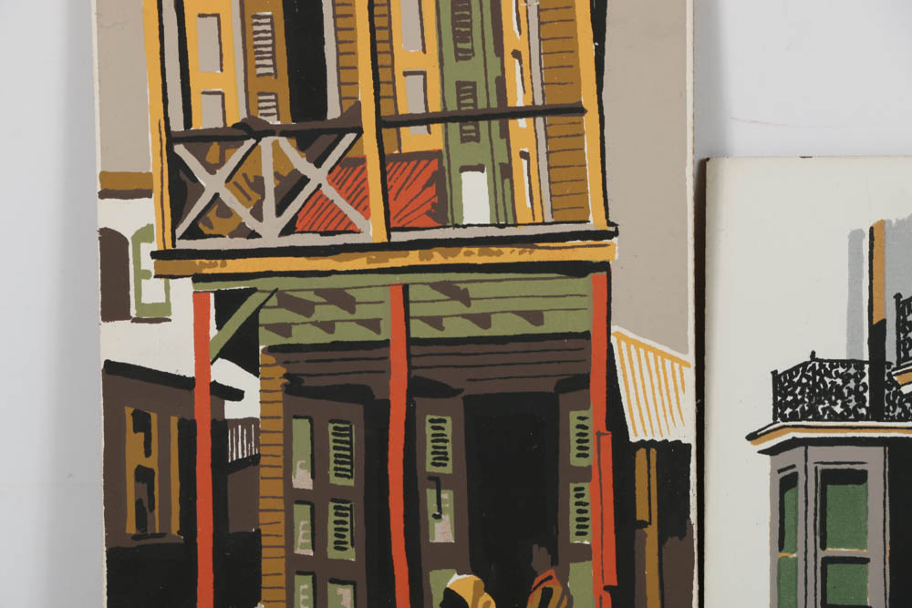 Assortment of Mark Coomer Serigraph on Board of Architectural Landscapes