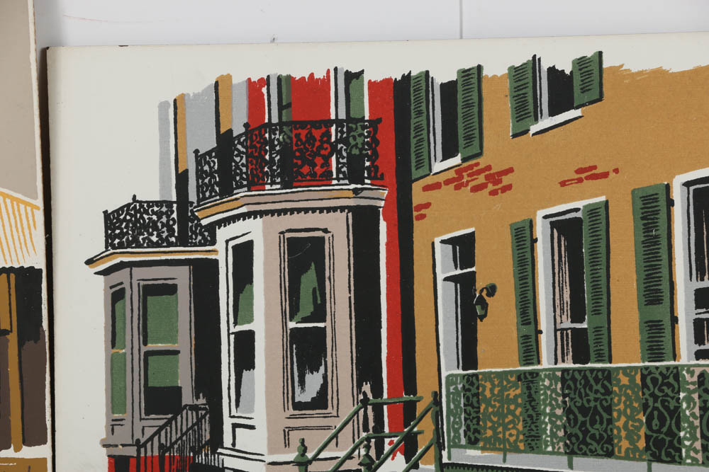 Assortment of Mark Coomer Serigraph on Board of Architectural Landscapes