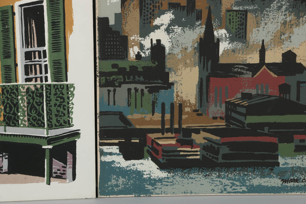 Assortment of Mark Coomer Serigraph on Board of Architectural Landscapes