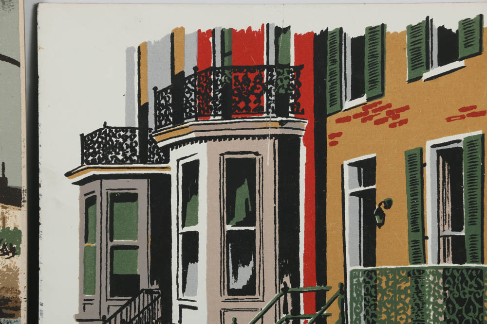Assortment of Mark Coomer Serigraph on Board of Architectural Scenes