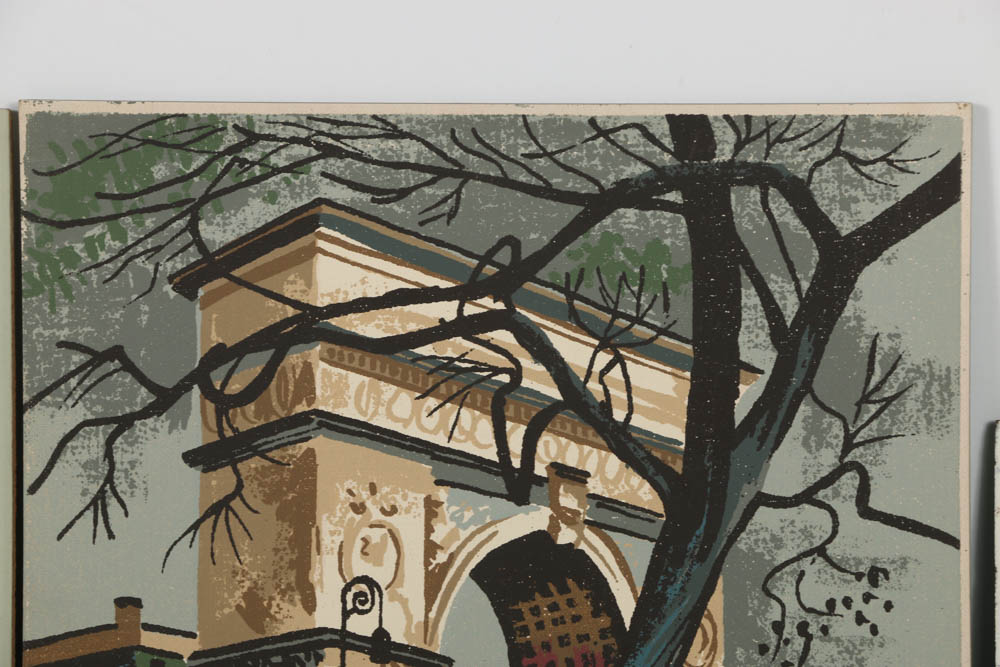 Assortment of Mark Coomer Serigraph on Board of Architectural Scenes