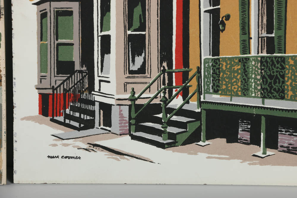 Assortment of Mark Coomer Serigraph on Board of Architectural Scenes