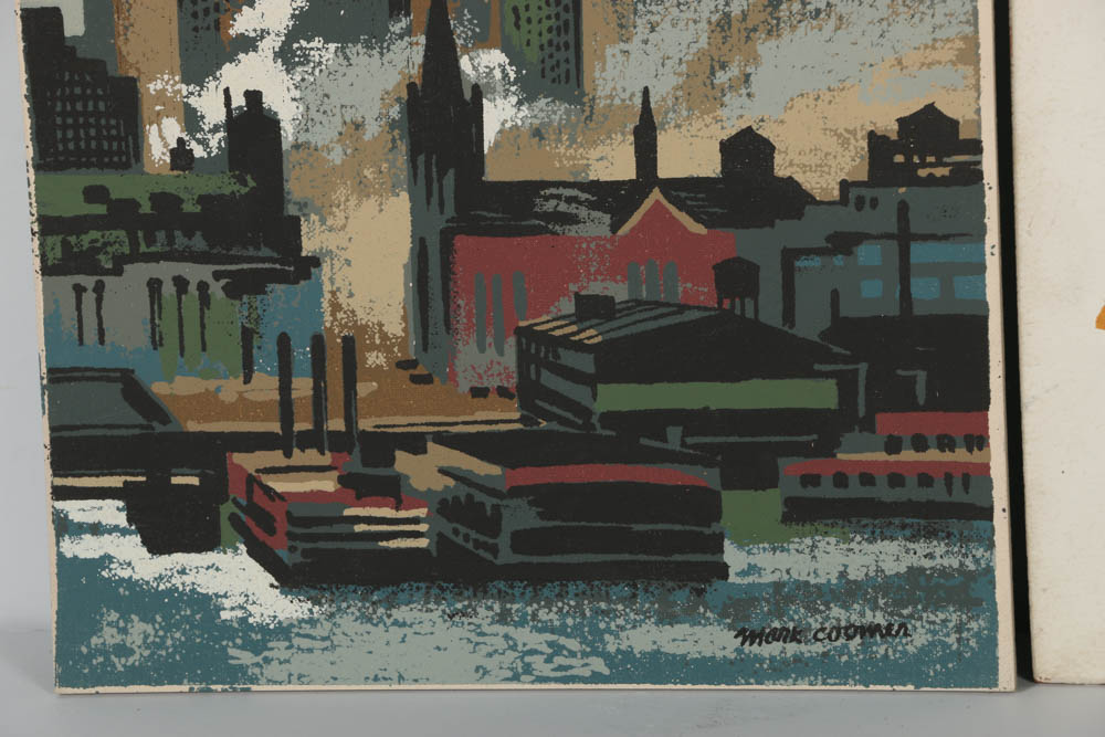 Assortment of Mark Coomer Serigraph on Board of Architectural Scenes