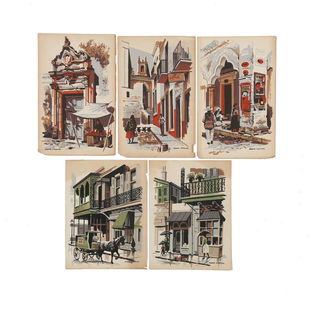 Collection of Mark Coomer Serigraphs on Paper of Urban Street Scenes