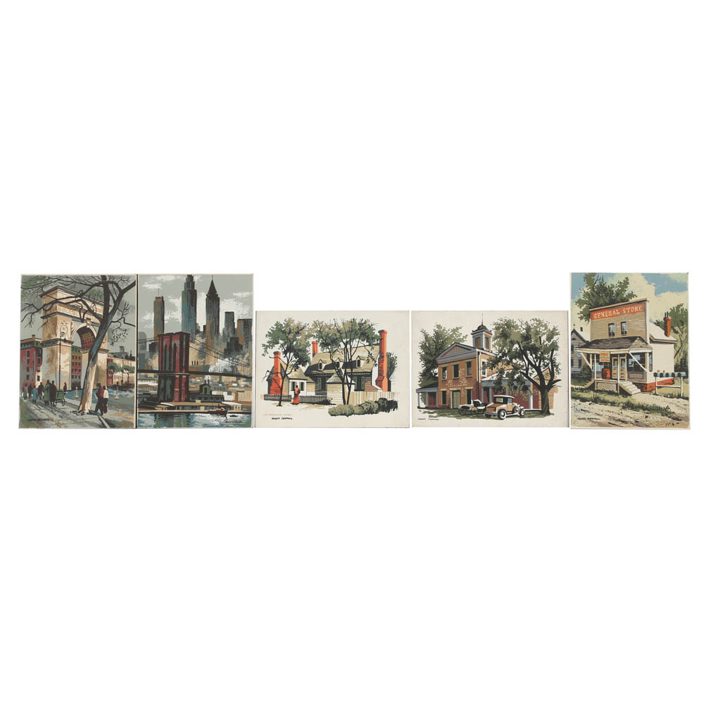 Collection of Mark Coomer Serigraphs on Boards of Architecture