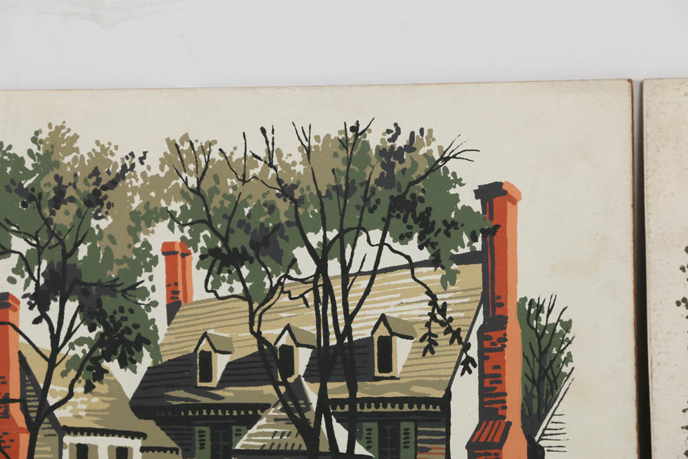 Collection of Mark Coomer Serigraphs on Boards of Architecture