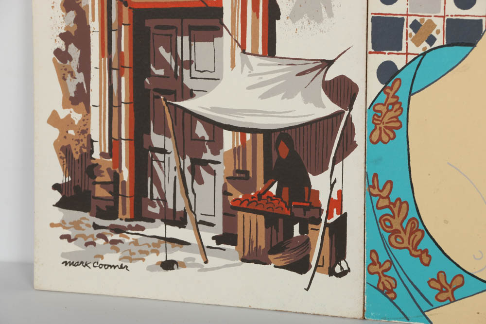 Assortment of Mark Coomer Serigraphs on Board of Genre Scenes
