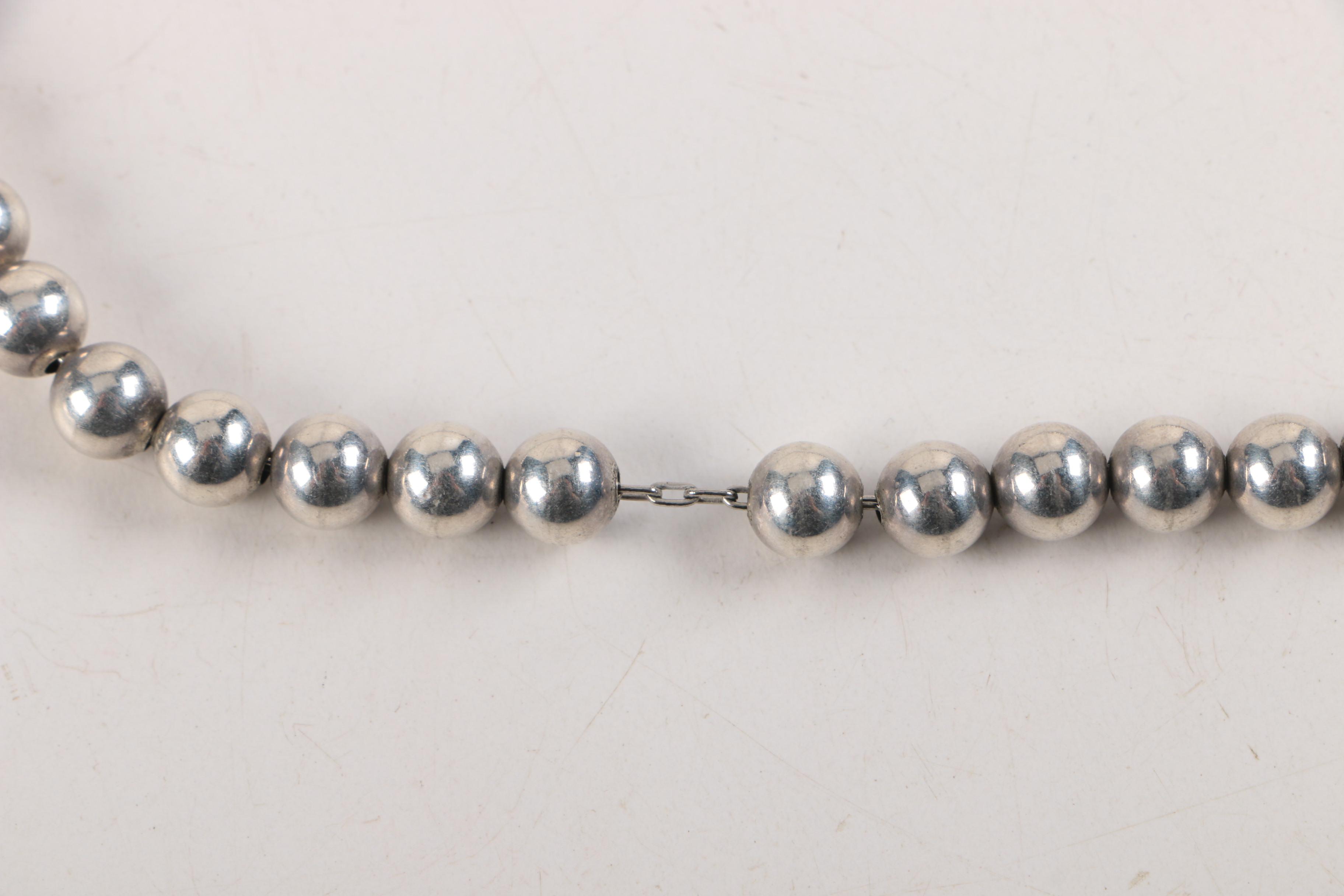 Sterling Silver Beaded Necklace and Brooch