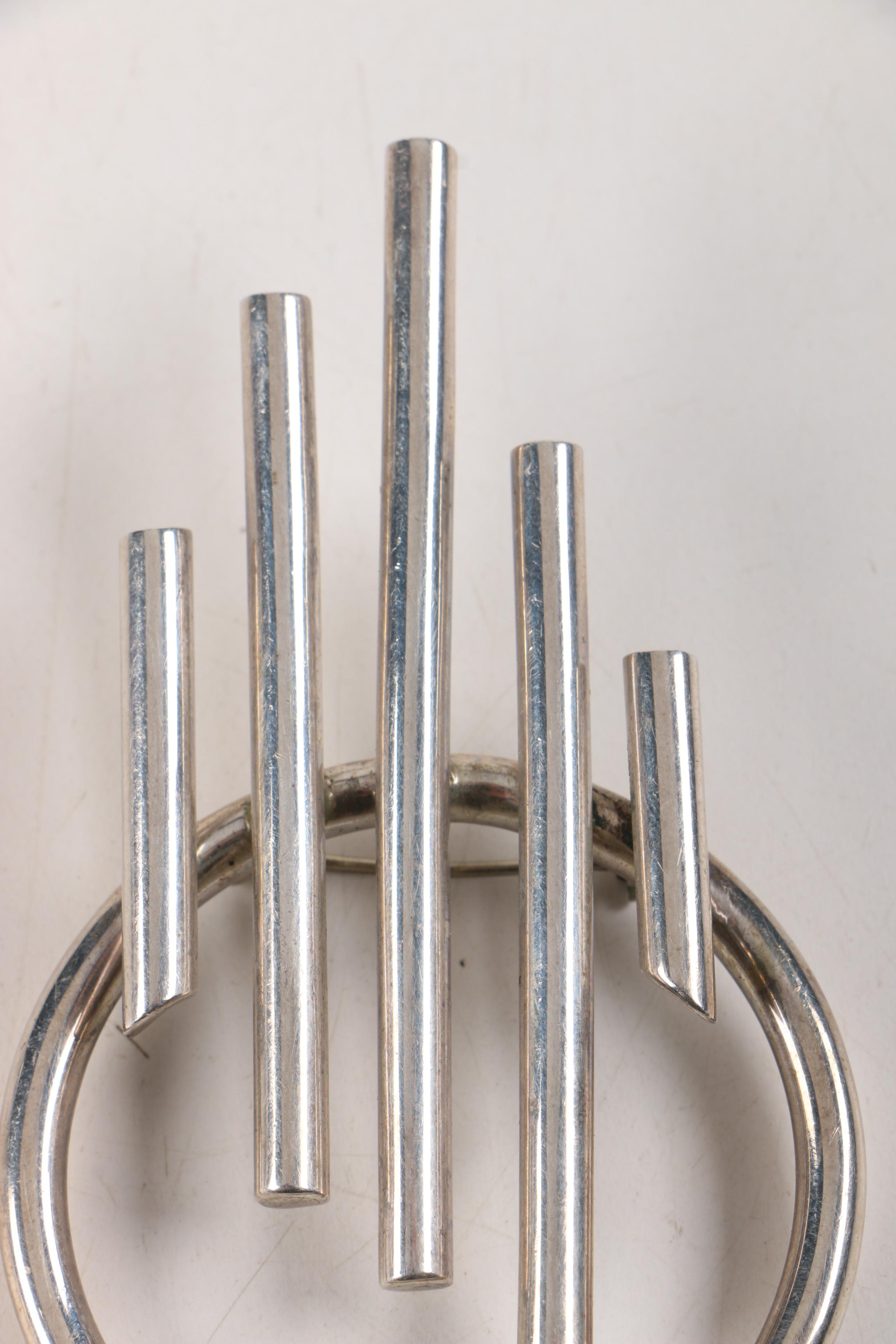 Sterling Silver Beaded Necklace and Brooch