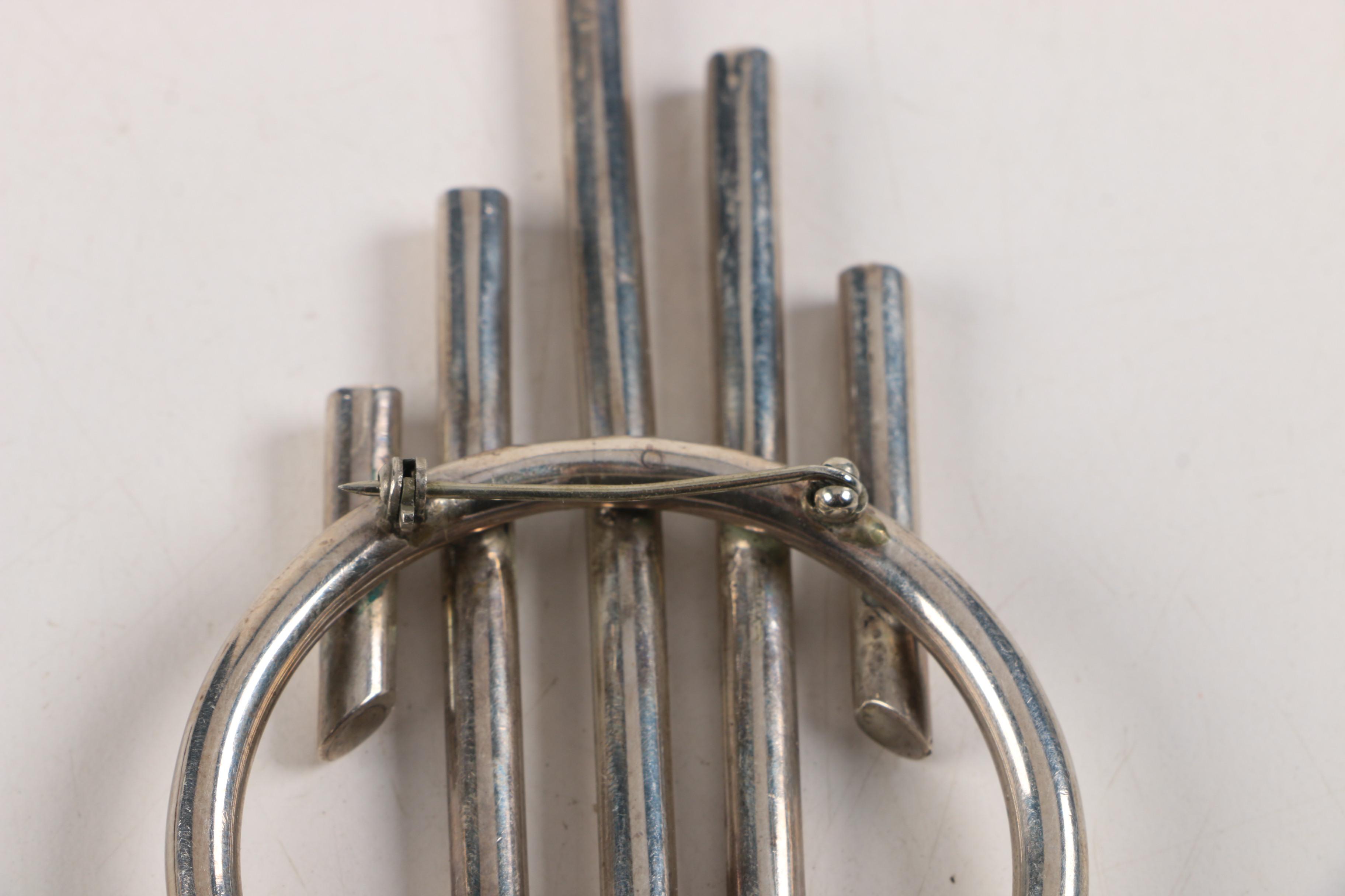 Sterling Silver Beaded Necklace and Brooch