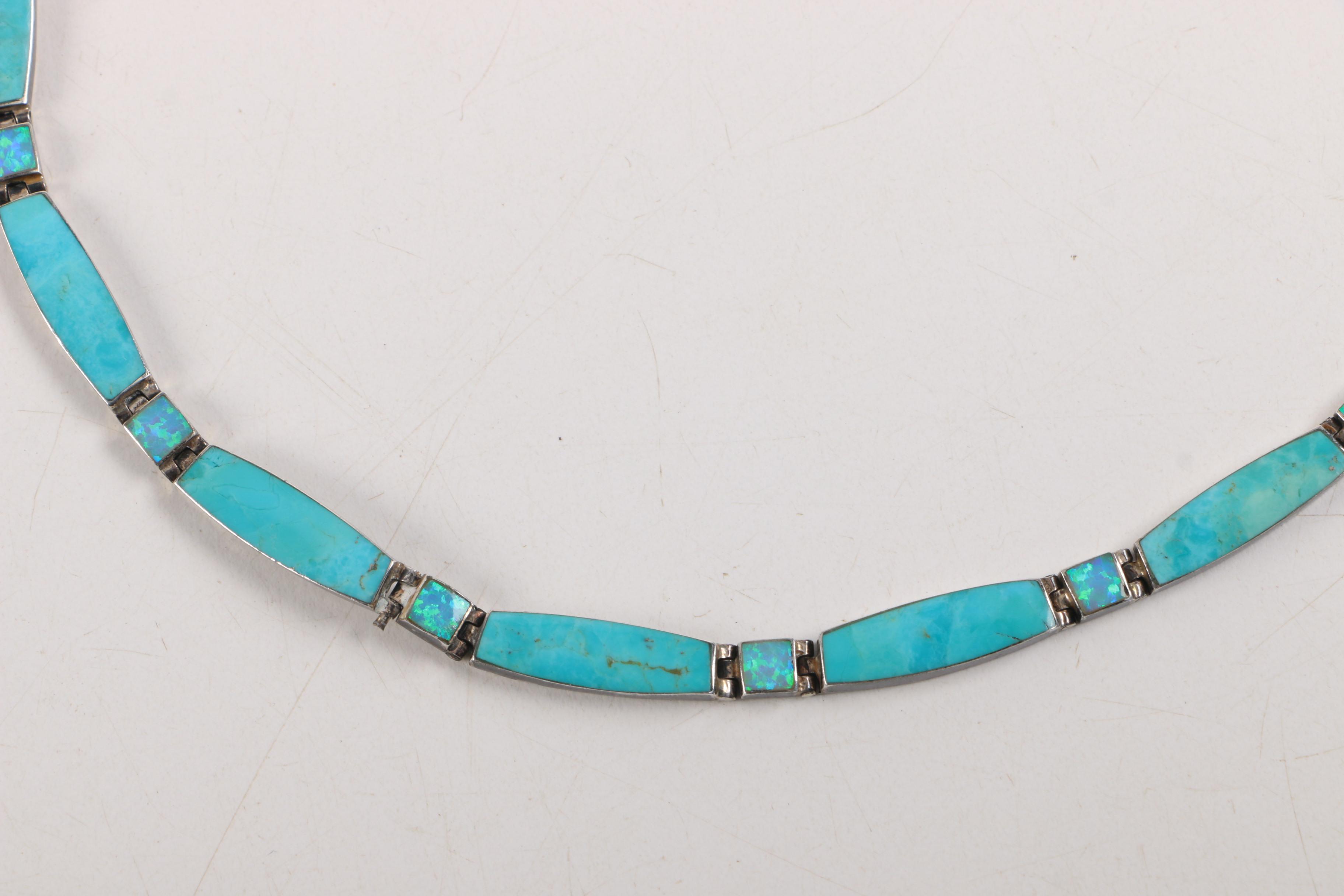 Sterling Silver Southwestern Jewelry Including Turquoise, Lapis Lazuli and Opal