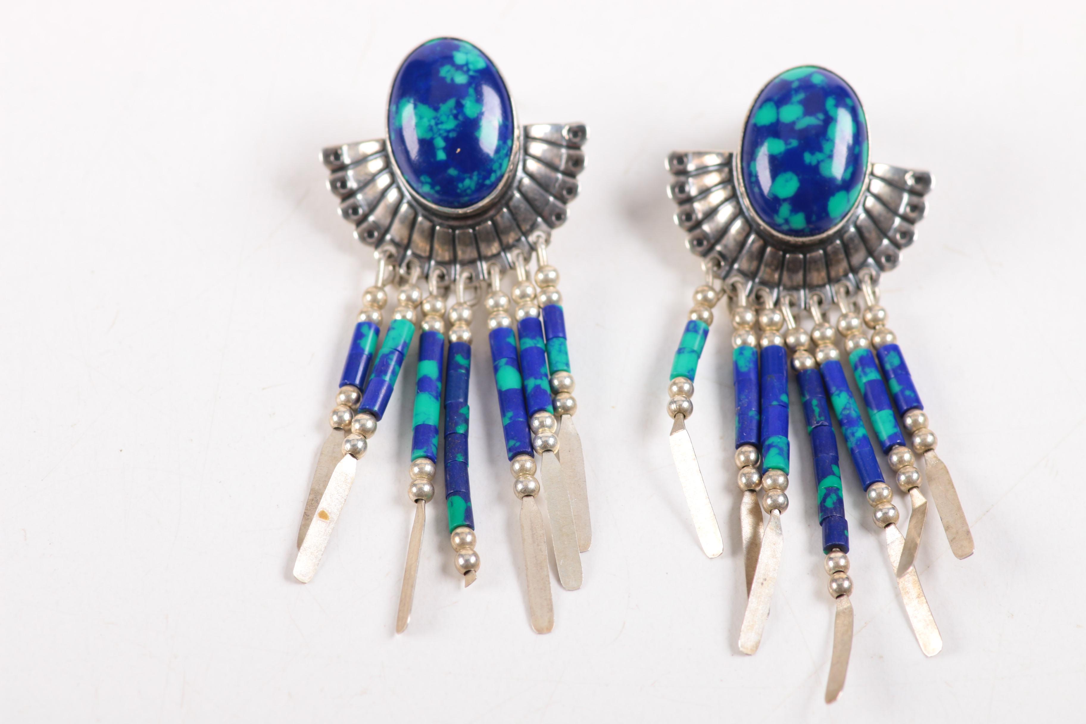 Sterling Silver Southwestern Jewelry Including Turquoise, Lapis Lazuli and Opal