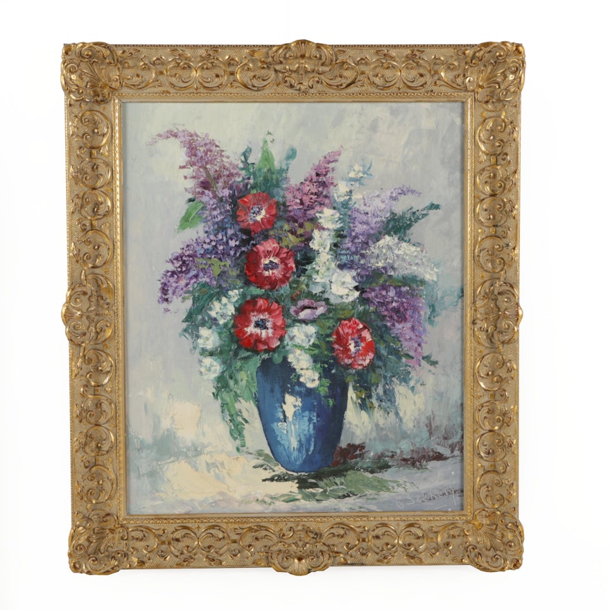F. Szekely Oil Painting of a Flower Arrangement