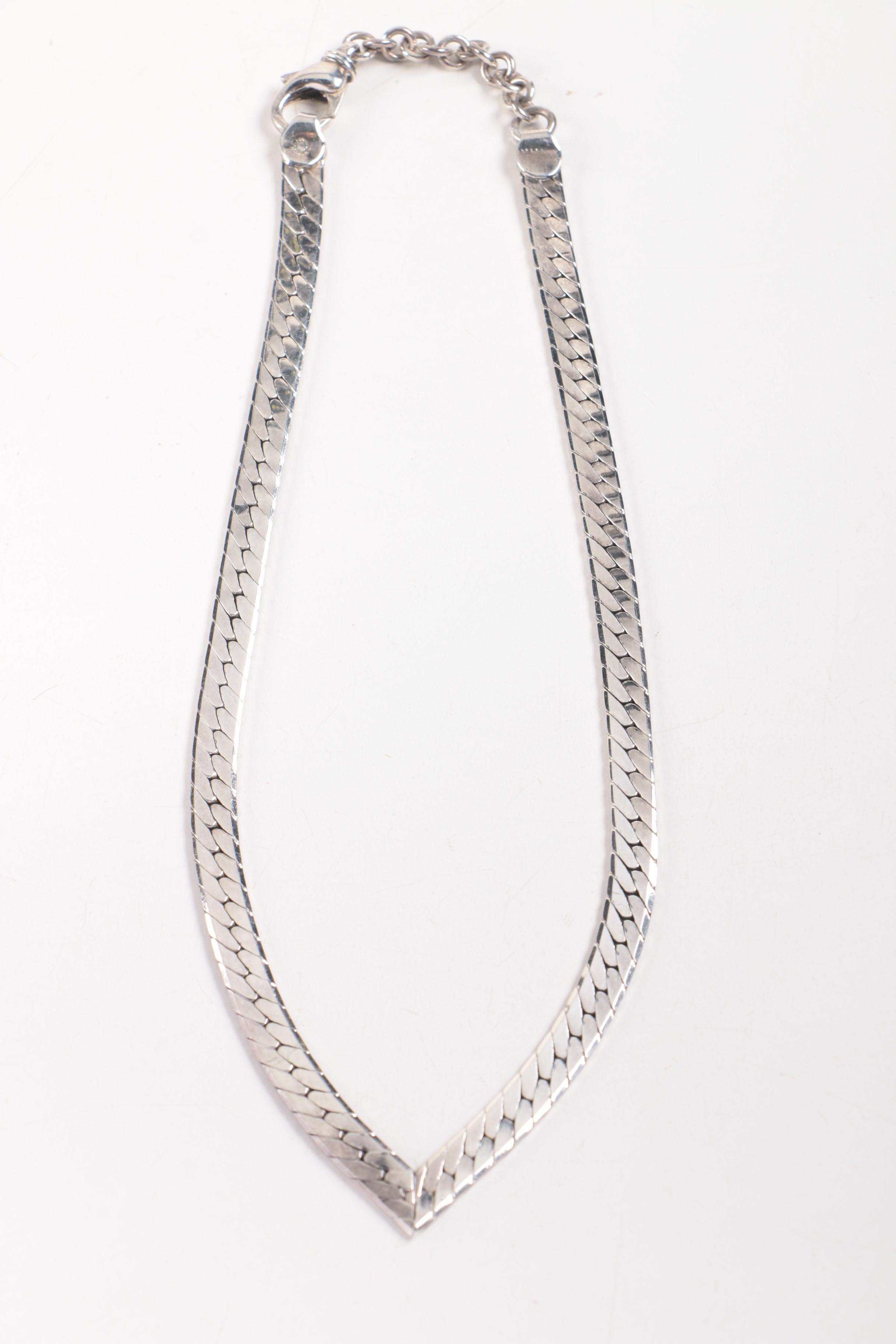 Sterling Silver Chain Necklaces Including Mexican Silver