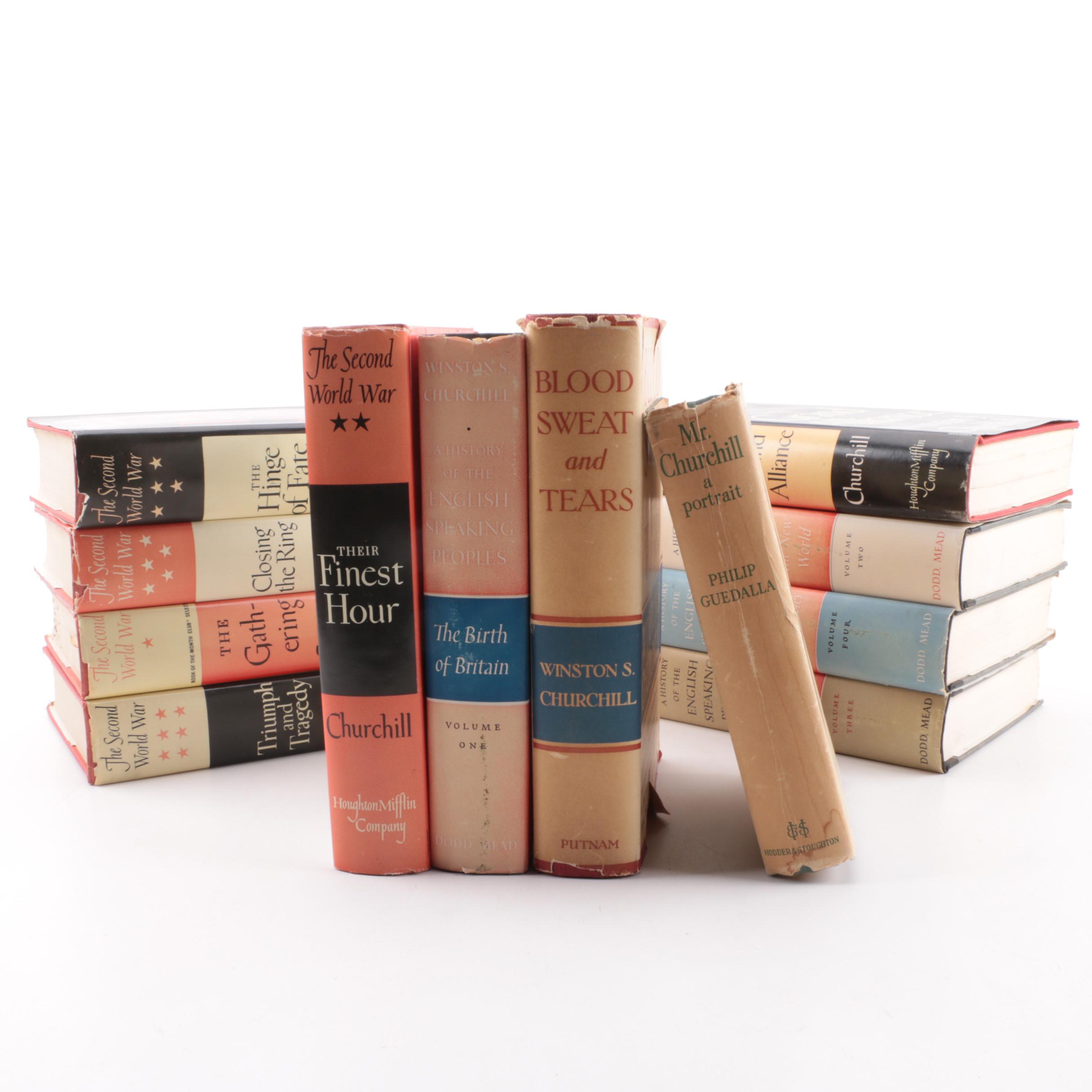 Assortment of Vintage Books by Winston Churchill