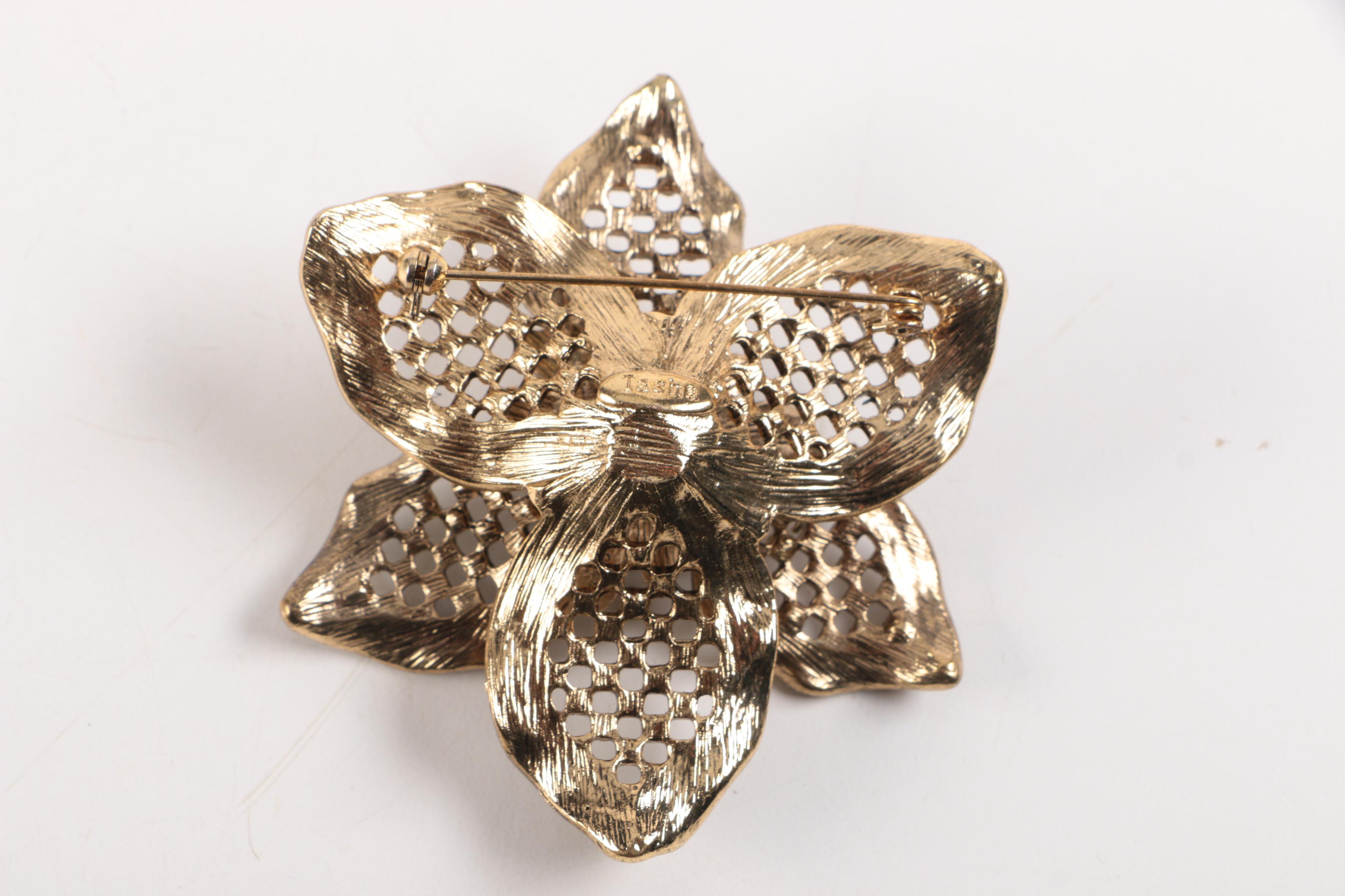 Sterling Silver Jewelry and a Gold Tone Costume Brooch